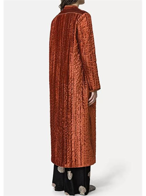 QUILTED PLEATED VELVET COAT FORTE_FORTE | 13260 my coatF46M.3015 saffron